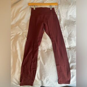 Size 4 Burgundy Lululemon Align Leggings 25”